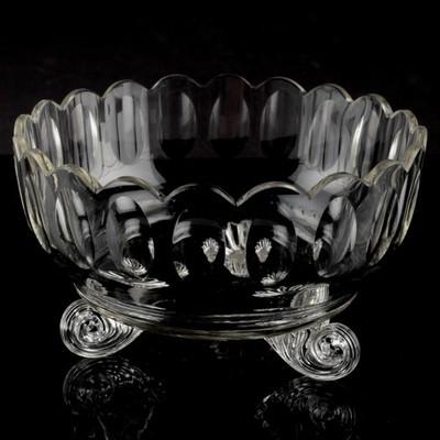Glas Dessert Knabber Schälchen 3 Bein kleine Schale Ø 13 cm Linsen Geschliffen