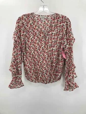 Pre-Owned Max Studio Red Size XS Floral Long Sleeve Blouse