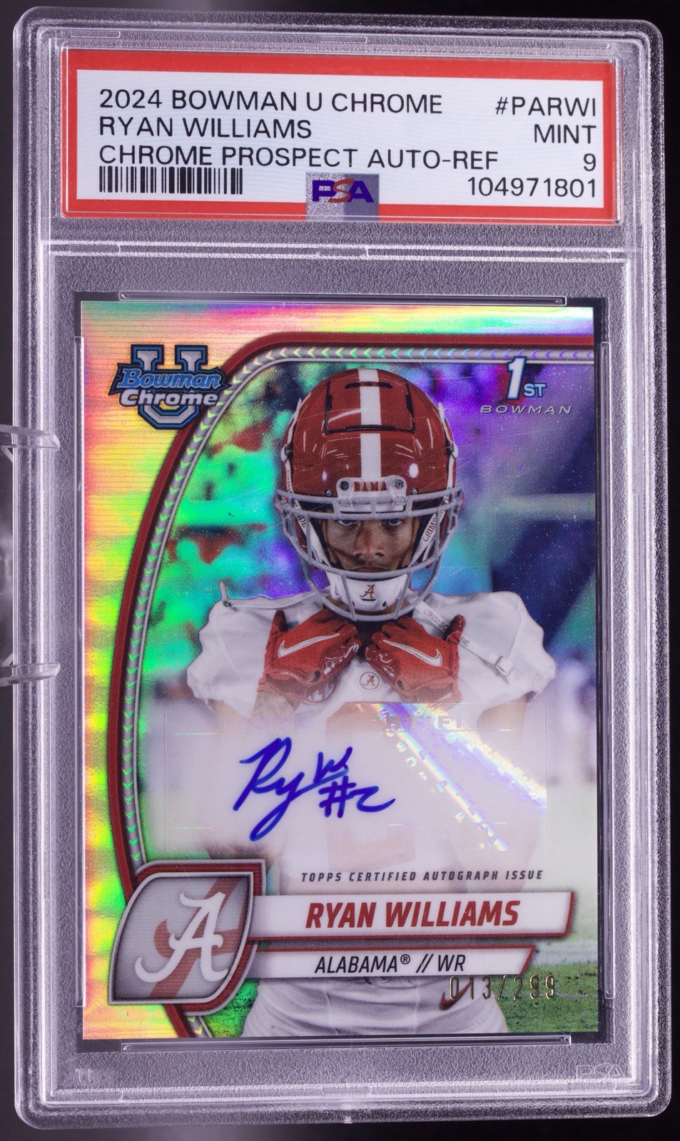 2024 Bowman University Chrome Ryan Williams Auto Refractor /299 PSA 9 Mint