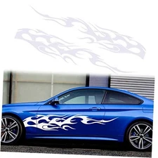 Car Side Skirt Vinly Decals Auto Body Side Sports Racing Stripe Graphic White