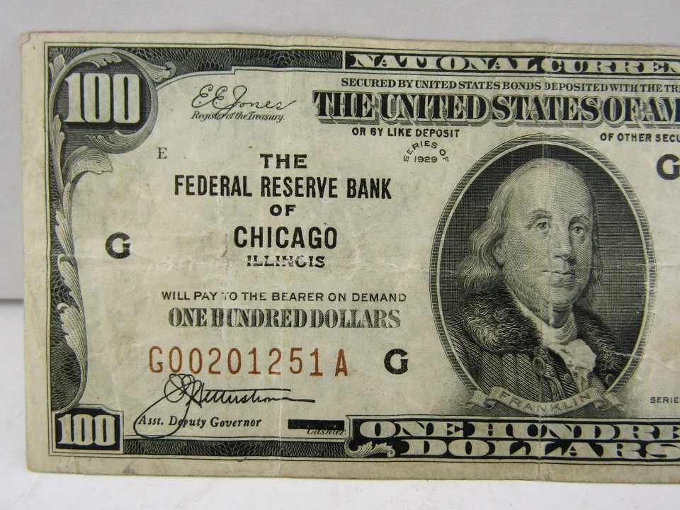 1929 $100 One Hundred Chicago Federal Reserve Bank Fr-1890G G00201251A (Good) - Image 2 of 4