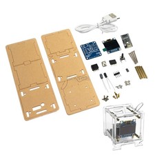 1 Set ESP8266 DIY Electronic Display Mini Clock Kit  Shell Soldering Project US