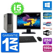 PC Dell 7020 SFF Ecran 27" Intel i5-4570 RAM 16Go Disque 250Go Windows 10 Wifi