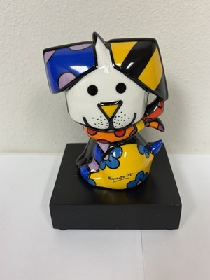 Romero Britto Goebel Coco Dog Porcelain Sculpture Multicolor Boxed CofA NEW