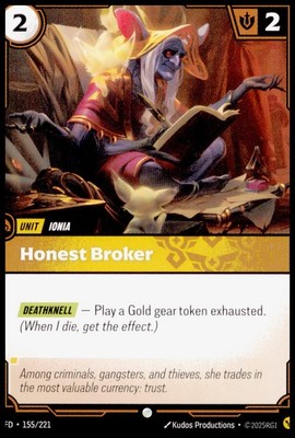 2025 Riftbound Honest Broker #155/221 Ionia Unit LoR League of Legends Card