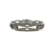 Konstantino 925 Sterling Silver & 18K Gold Cross Spinel Bracelet Size 7.25"
