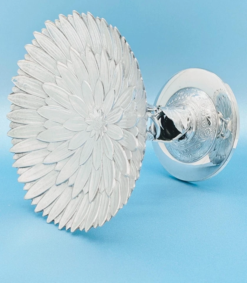 Antigua bandeja victoriana de tarjetas de llamadas de girasol con figura de placa de plata de Middletown Foto 2 de 4