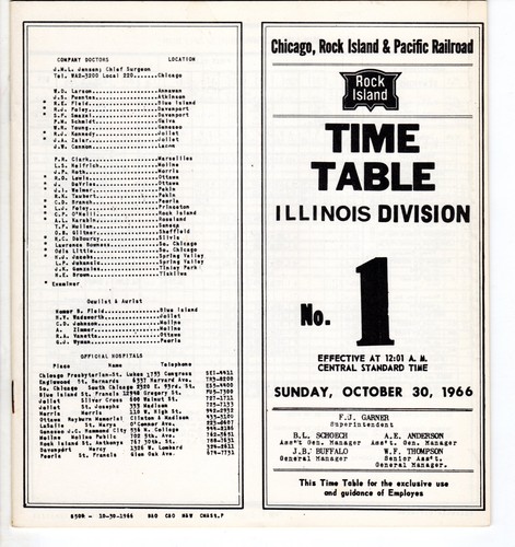 CHICAGO, ROCK ISLAND & PACIFIC RR - ILLINOIS DIVISION - #1 - 10/30/1966