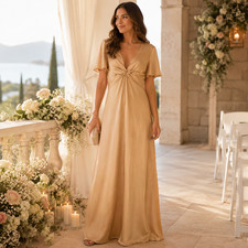 Show Me Your Mumu Rome Twist Maxi Dress Sz Small Gold Formal Gown Bridesmaid