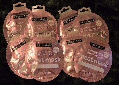 8pc FREEMAN Brightening Candy Cane Cocoa Sheet Mask .67 FlOz Ea Stocking Stuffer