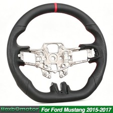 Sport Racing Leather Steering Wheel Red Stitching Fit 2015-2017 Ford Mustang