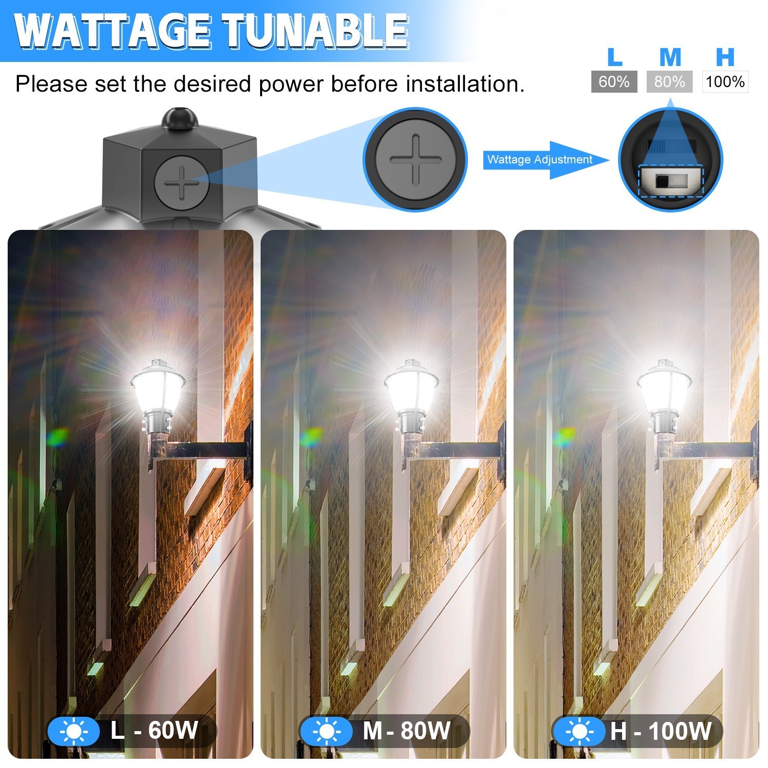 3000K/4000K/5000K Outdoor Post Top Light Garden Pole Lantern 100W Max Photocell