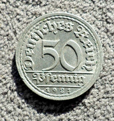 50 Pfennig 1921 F Deutsches Reich Weimarer Republik Münze Alu - Bild 1 von 4