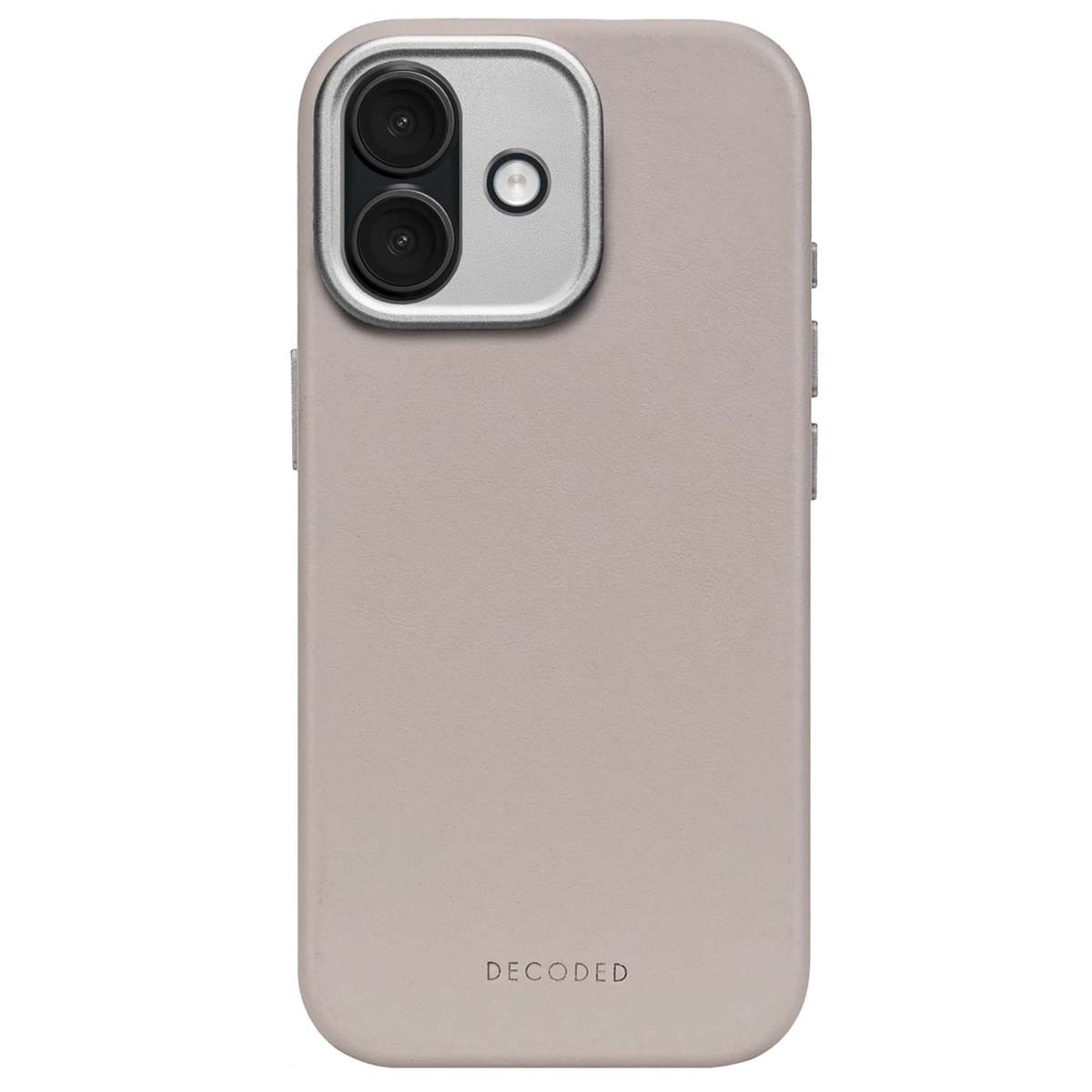 Coque iPhone 17 cuir beige Decoded pour accessoire de bureau