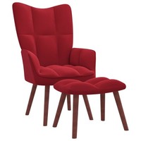 Relaxsessel Sessel Polsterstuhl Mit Hocker Weinrot Samt