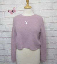Playboy by Pacsun Pink Cropped Sweater Women's size S Long Sleeve Logo Bunny