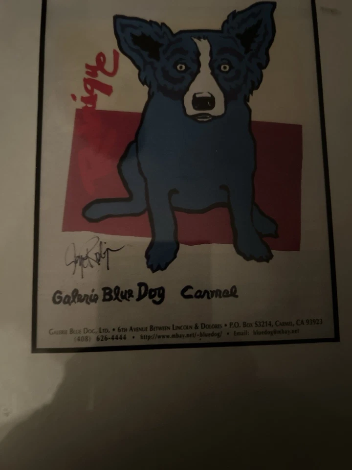 Pintura artística de perro azul firmada. Foto 4 de 4