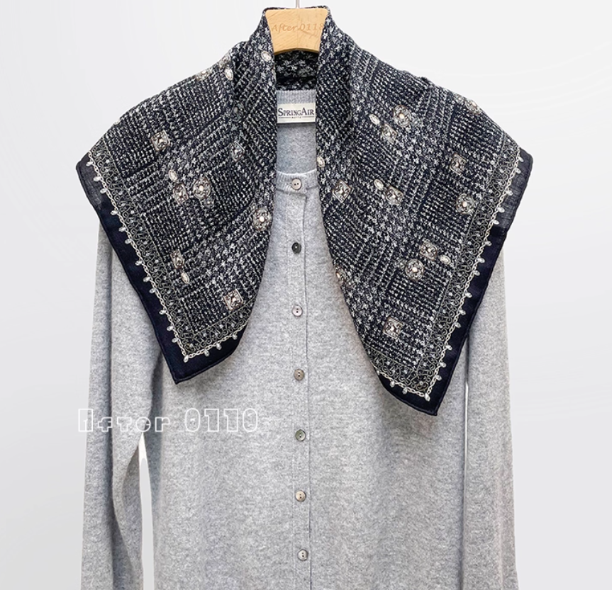 70% cashmere 30% silk Black grid double side printed square Wrap shawl 63X63cm