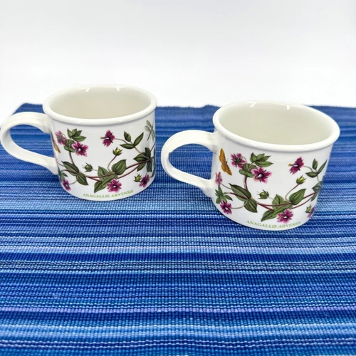 Portmeirion Botanic Garden Tea Cups Mugs 8 oz Pimpernel Set of 2 Vintage