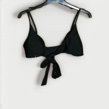 NWT Bikini Swim Top Womens Size Small Black Tie Front Padded Bra Beach ZAFUL 