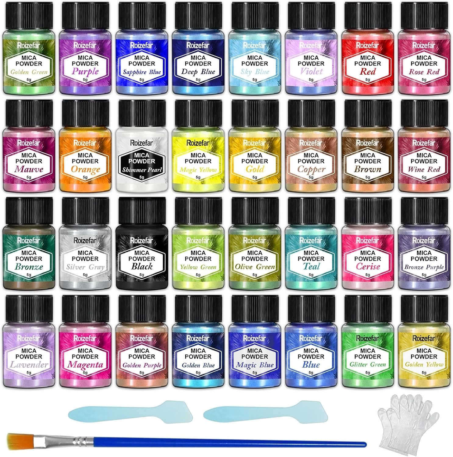 Pigments pour Résine Époxy et Savon Artisanal Poudre de Mica Métallique 32 Couleurs