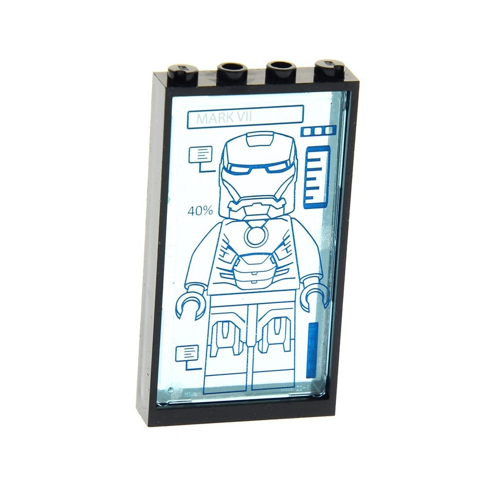 1x Lego Window Frame 1x4x6 Black Pane Iron Man 57895pb020 60596