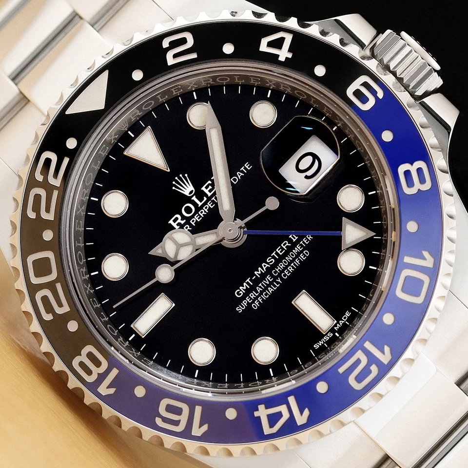 Tarjeta Rolex GMT MASTER II 116710BLNR 2018 reloj Batman esfera negra acero cerámico