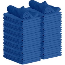 Shop Towels 12" x 14" 50 Pack - Blue Cotton Shop Towels, Cleaning Rags, Reusa...