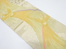 7150444: JAPANESE KIMONO / VINTAGE FUKURO OBI / SILK / WOVEN PHOENIX