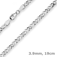 3,9Mm Armband Tigeraugenkette Armschmuck Aus 925 Silber Rhodiniert 19Cm