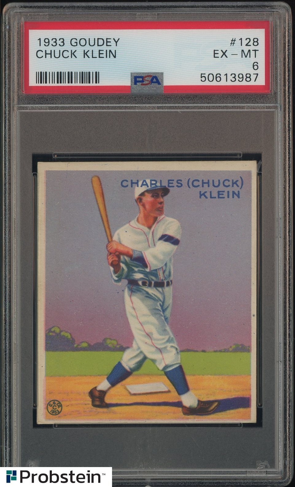 1933 Goudey #128 Chuck Klein Philadelphia Phillies HOF PSA 6 " LOOKS NICER "