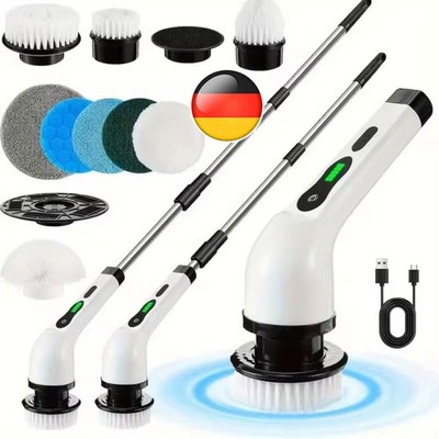 9 in1 360° Spin Elektrische Akku-Reinigungsbürste Duschreinigungsbürste 2 Gänge