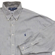 Vintage Ralph Lauren Yarmouth Button Down Shirt Yellow Plaid Mens 17 32/33 L