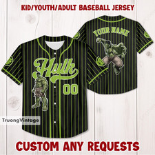 Personalized Hulk Baseball Jersey Hulk Superhero Kids Jersey Personalized Hulk B