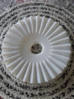 Antique White Milk Glass Flat Lampshade Ruffled 2 1/8 Inch Fitter 8 inch diamete