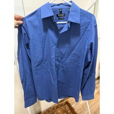 Pierre Cardin Mens Slim Fit Long Sleeve Button Down Dress Shirt Blue M 15-15.5