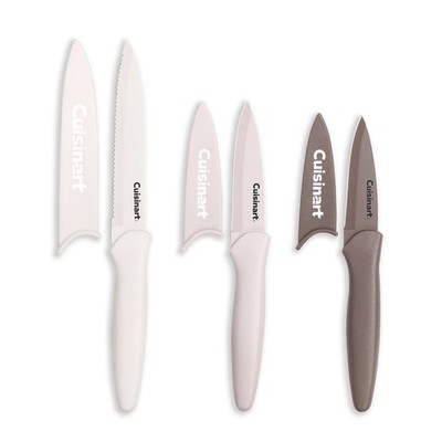 Advantage 6pc Nonstick Utility andParing Knife Set with BladeGuards Cafe Au Lait