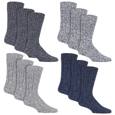 3 Pairs Mens Wool Boot Socks | Country Pursuit | Thick Pennine Walker Socks