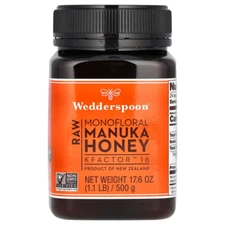 Wedderspoon Raw New Zealand Monofloral Manuka Honey KFactor 16 - NET WT. 17.6 OZ