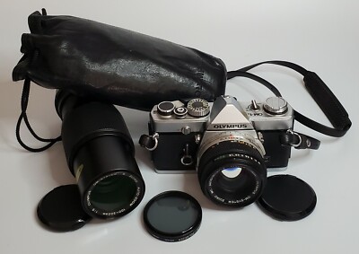 Olympus OM-1 MD Chrome Film Camera Body w/ 50mm F1.8 Lens + 100