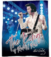 New Blue Elvis Presley Plush Fleece Throw Gift Blanket Singing On Stage The King