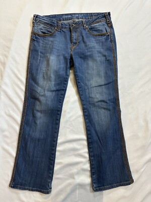 Cowgirl Tuff Jeans 33x31 Med Wash Mid Rise Boot Cut Saddle Ready Thick  Stitch