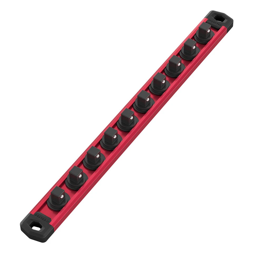 1/2-Inch Drive Magnetic Socket Organizer Aluminum Alloy Socket Rail Holder (Red) - Image 2 of 4