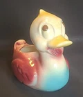 Vintage Shawnee Ceramic Pink Blue Yellow Duck Planter 1950's