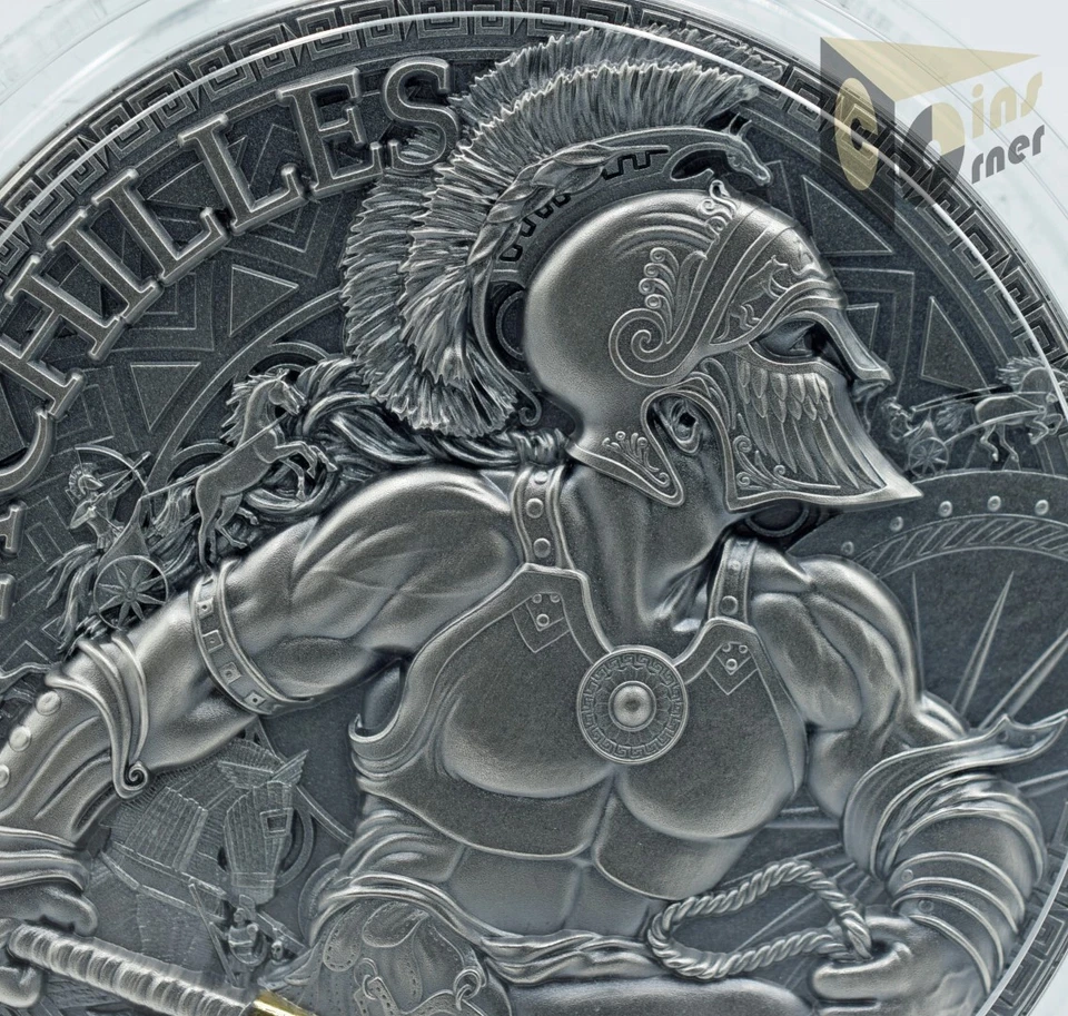 Cameroon 2023 Achilles - Great Greek Mythology Series 2 Oz Silver Antiqued - Image 3 of 4