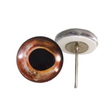 Pair Red Bass Fish Glass Eyes On Wire Pin Posts Doll Making, Needle Felting