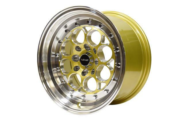 4 15X8 VMS RACING REVOLVER GOLD POLISHED DRAG WHEELS 4X100/4X114 ET20 ...