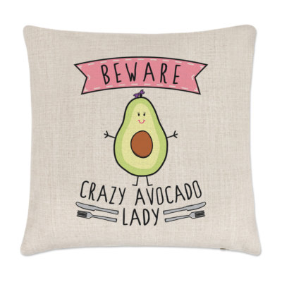 Beware Loco Aguacate Mujer Lino Funda de Cojín Almohada