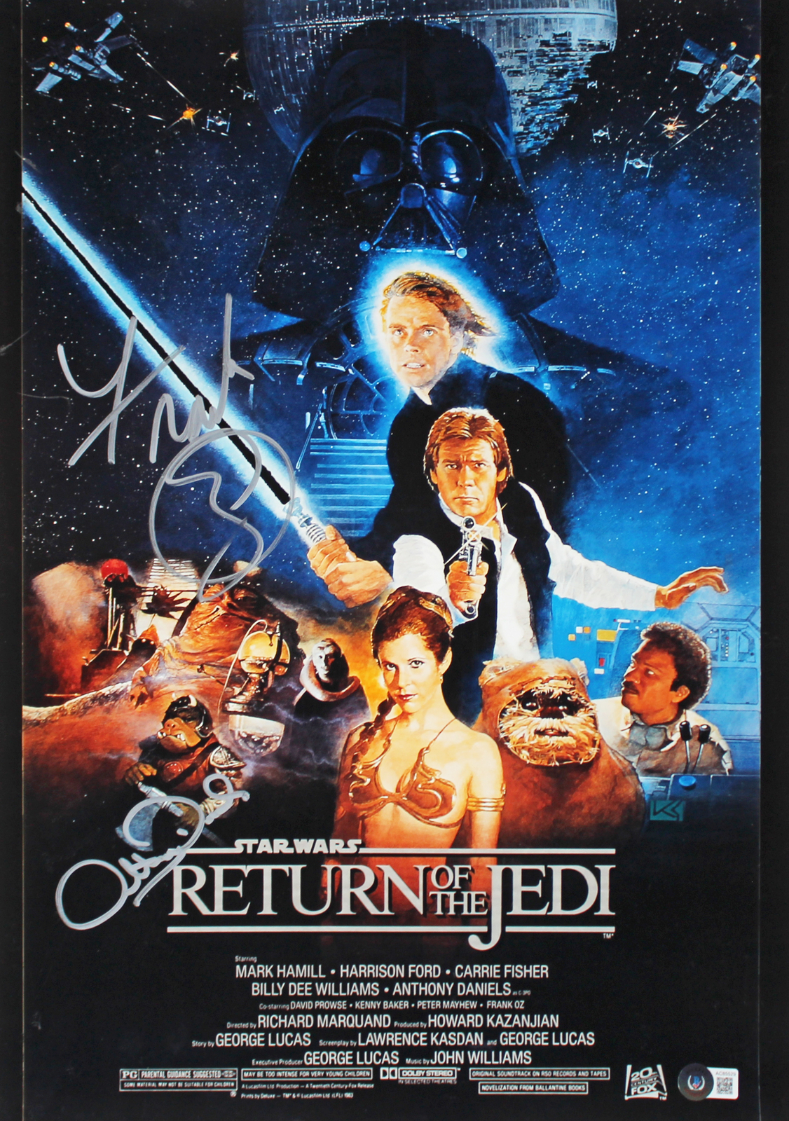 Frank Oz Autographed Signed & Anthony Daniels Star Wars Return Of The Jedi 14X20 Photo Beckett 