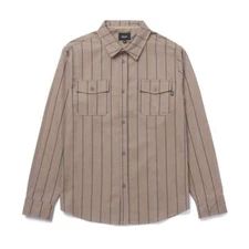 HUF Men's L/S Flannel Shirt ISSUE STRIPE FLANNEL - Walnut - Small - NWT